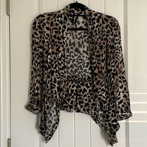 3/4 sleeve cheetah open top